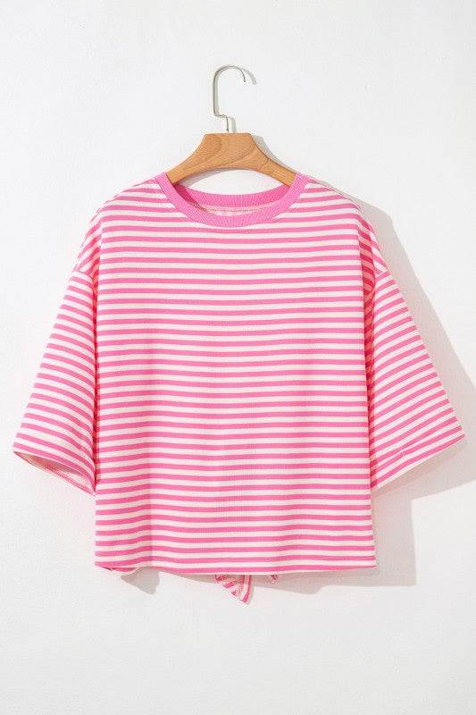 Cotton Pink Stripe backless t shirt - Shop Style & More | Fresh Looks, Everyday Deals & Free Shipping