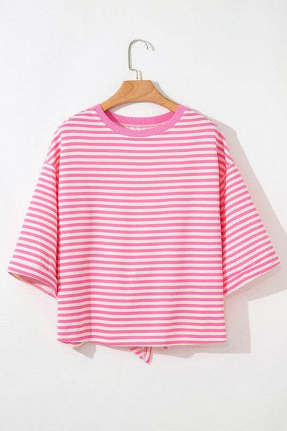 Cotton Pink Stripe backless t shirt - Shop Style & More | Fresh Looks, Everyday Deals & Free Shipping