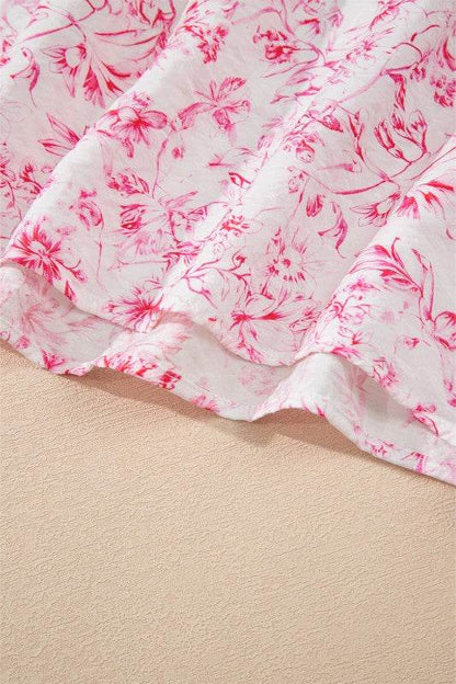 Viscose Floral Ruffle Short Sleeve Bow Back Blouse - Shop Style & More | Fresh Looks, Everyday Deals & Free Shipping