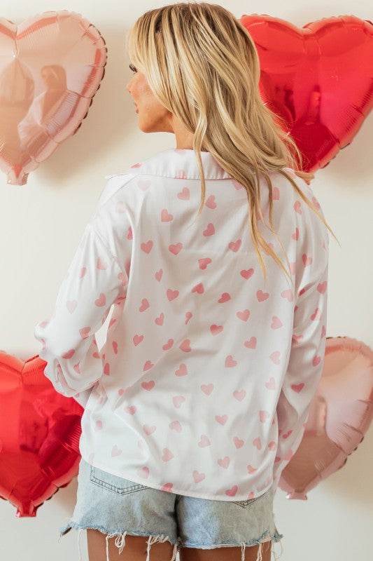 Women Love Print Drop Shoulder Puff Sleeve Blouse - Shop Style & More | Fresh Looks, Everyday Deals & Free Shipping
