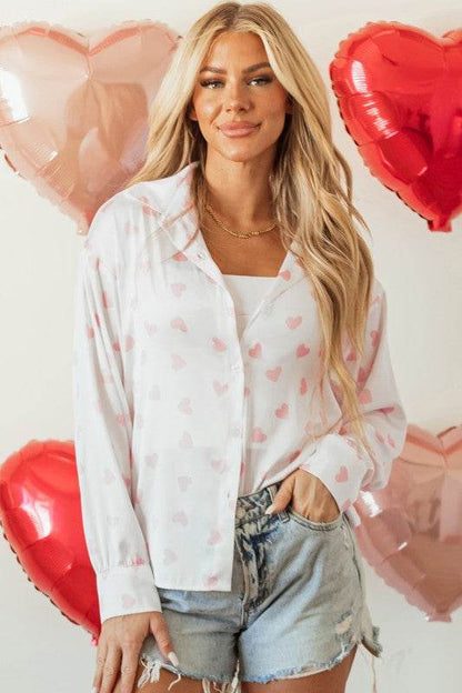 Women Love Print Drop Shoulder Puff Sleeve Blouse - Shop Style & More | Fresh Looks, Everyday Deals & Free Shipping
