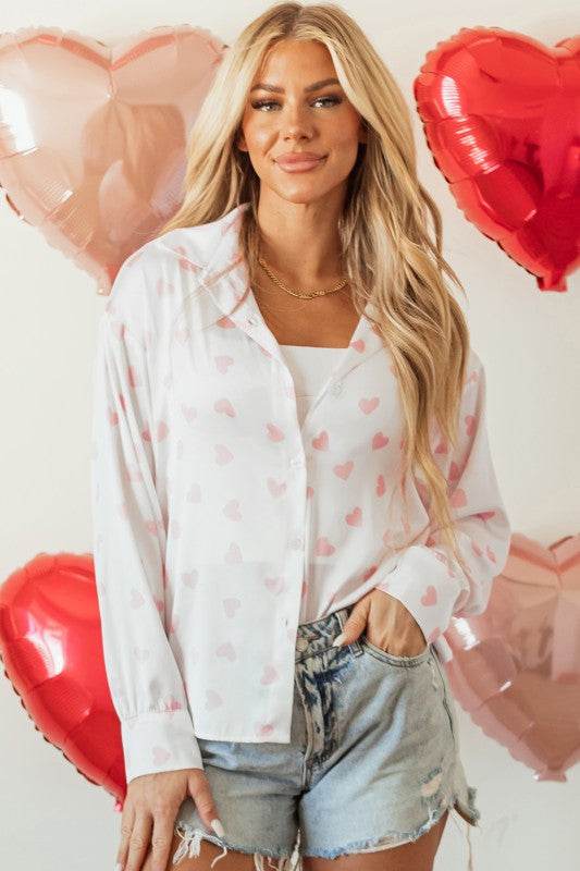 Women Love Print Drop Shoulder Puff Sleeve Blouse - Shop Style & More | Fresh Looks, Everyday Deals & Free Shipping