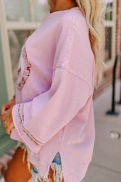 Drop Shoulder Wide Sleeve Casual Sweatshirts Top - Shop Style & More | Fresh Looks, Everyday Deals & Free Shipping