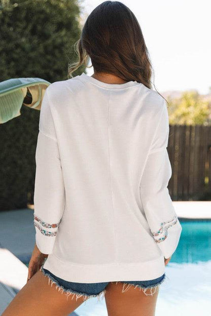 Drop Shoulder Wide Sleeve Casual Sweatshirts Top - Shop Style & More | Fresh Looks, Everyday Deals & Free Shipping