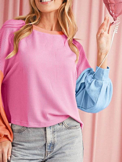 Boho Ribbed Color Block Viscose Drop Shoulder - Shop Style & More | Fresh Looks, Everyday Deals & Free Shipping