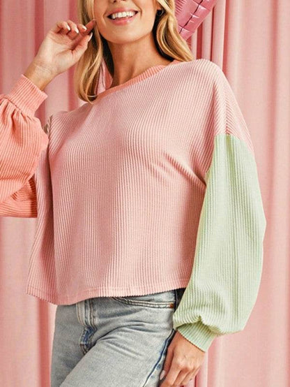 Boho Ribbed Color Block Viscose Drop Shoulder - Shop Style & More | Fresh Looks, Everyday Deals & Free Shipping