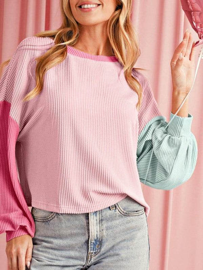 Boho Ribbed Color Block Viscose Drop Shoulder - Shop Style & More | Fresh Looks, Everyday Deals & Free Shipping