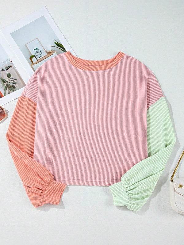 Boho Ribbed Color Block Viscose Drop Shoulder - Shop Style & More | Fresh Looks, Everyday Deals & Free Shipping