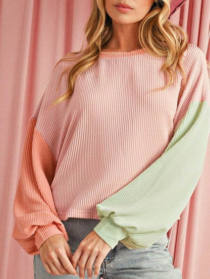 Boho Ribbed Color Block Viscose Drop Shoulder - Shop Style & More | Fresh Looks, Everyday Deals & Free Shipping