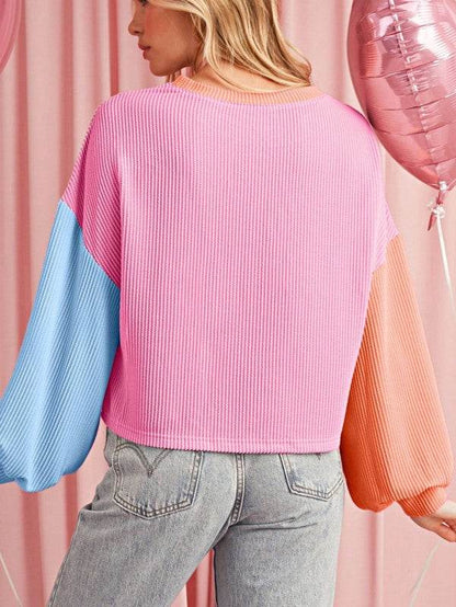 Boho Ribbed Color Block Viscose Drop Shoulder - Shop Style & More | Fresh Looks, Everyday Deals & Free Shipping