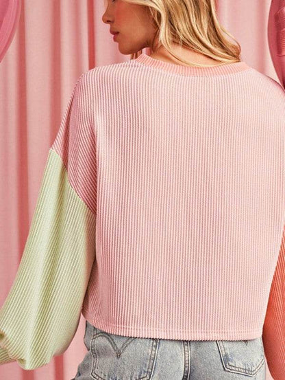 Boho Ribbed Color Block Viscose Drop Shoulder - Shop Style & More | Fresh Looks, Everyday Deals & Free Shipping