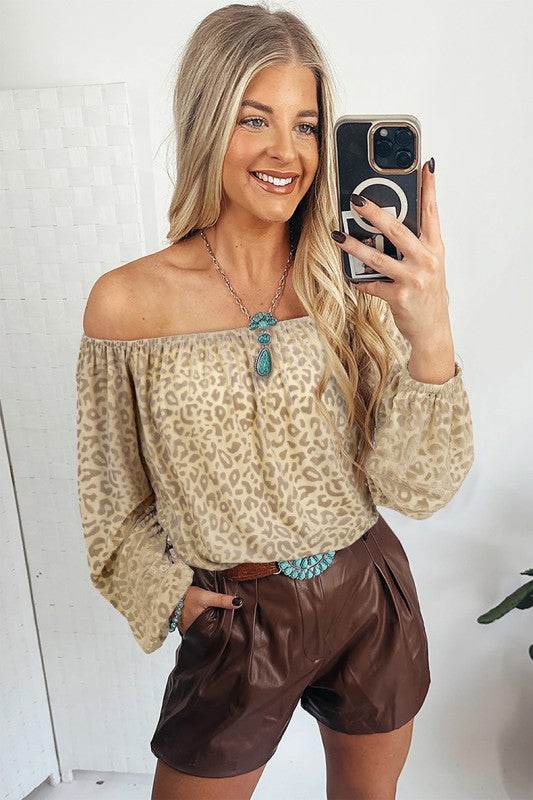 Women Leopard Velvet Burnout Off Shoulder Blouse - Shop Style & More | Fresh Looks, Everyday Deals & Free Shipping
