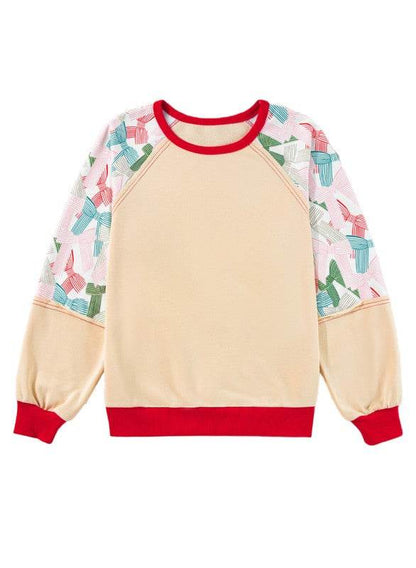 Women Printed Patchwork Raglan Sleeve Sweatshirts - Shop Style & More | Fresh Looks, Everyday Deals & Free Shipping