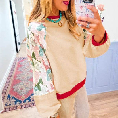Women Printed Patchwork Raglan Sleeve Sweatshirts - Shop Style & More | Fresh Looks, Everyday Deals & Free Shipping