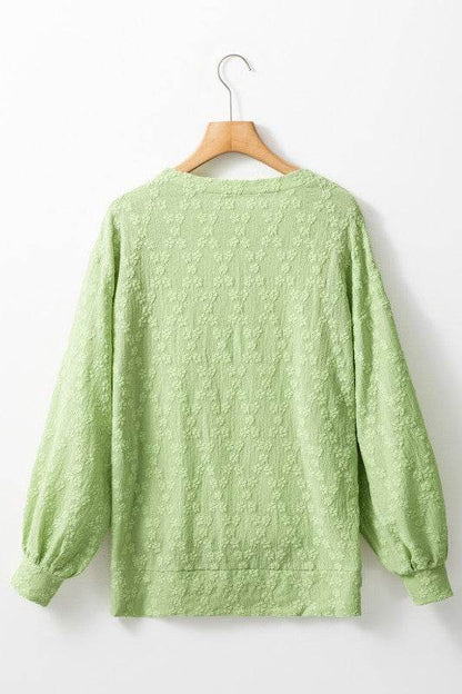 Solid Color Textured Side Split Crew Neck Blouse - Shop Style & More | Fresh Looks, Everyday Deals & Free Shipping