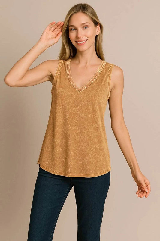 Zenana Crinkle Washed V-neck Sleeveless Top - Shop Style & More | Fresh Looks, Everyday Deals & Free Shipping