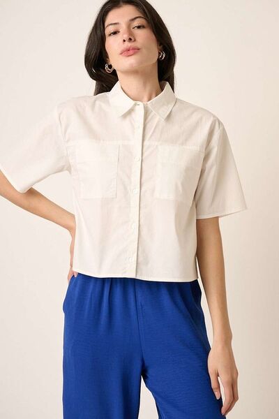 Mittoshop Button Down Short Sleeve Shirt Blouses