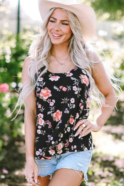 Fallon Floral Spaghetti Straps Strappy Back Tank T - Shop Style & More | Fresh Looks, Everyday Deals & Free Shipping