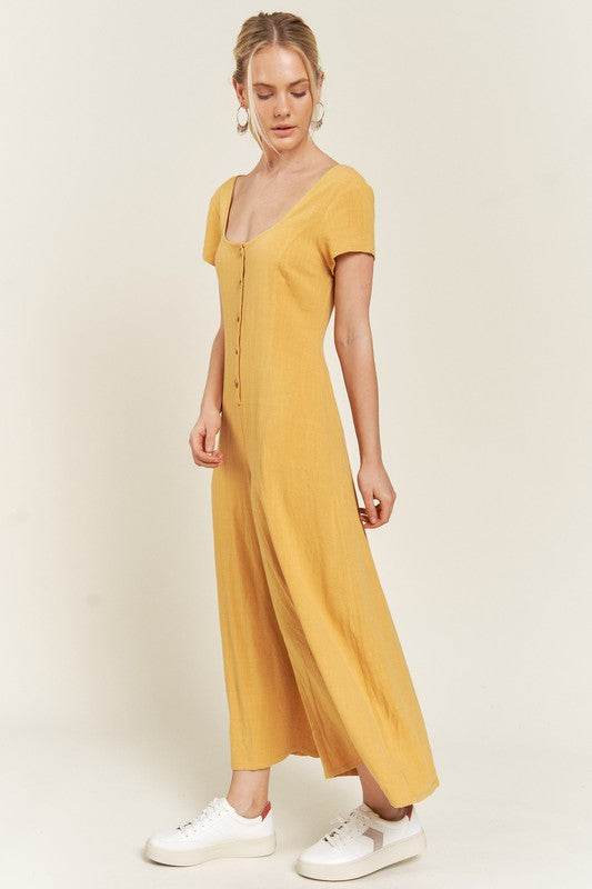 LINEN BUTTON DOWN JUMPSUIT - Shop Style & More | Fresh Looks, Everyday Deals & Free Shipping