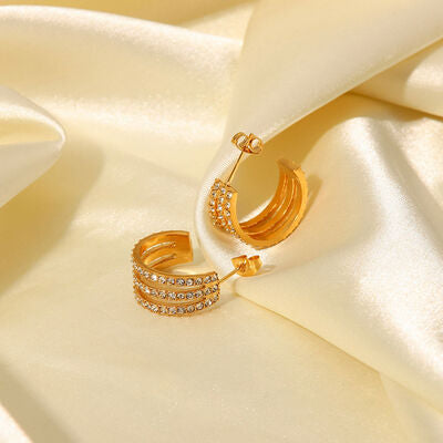 Stainless Steel Inlaid Zircon C-Hoop Earrings Earring