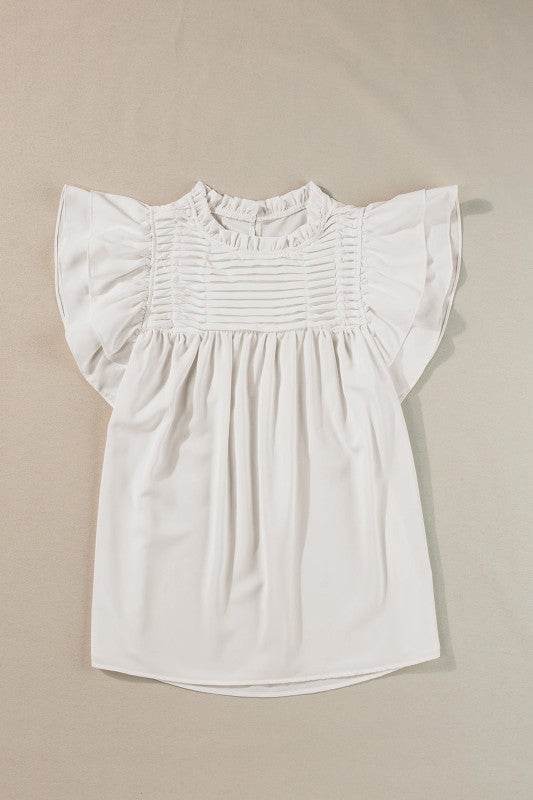Dayana Ruffled Flutter Sleeve Pleated Blouse - Shop Style & More | Fresh Looks, Everyday Deals & Free Shipping