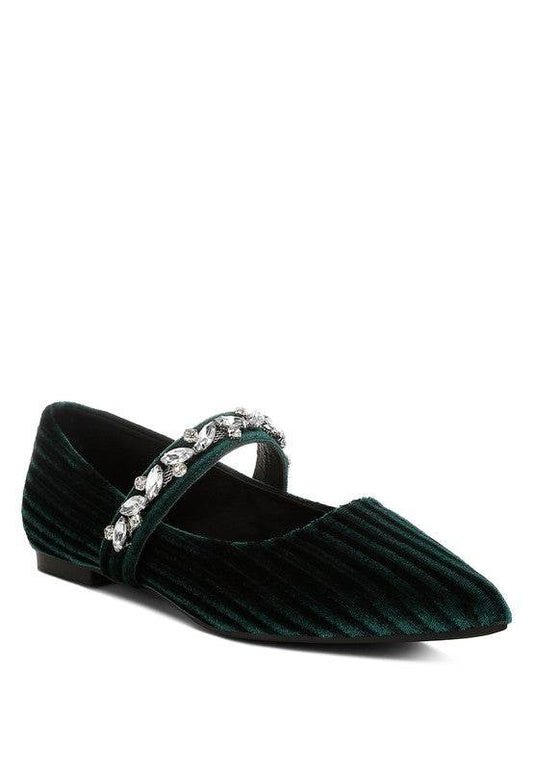 Dresden Diamante Brooch Velvet Ballerinas - Shop Style & More | Fresh Looks, Everyday Deals & Free Shipping