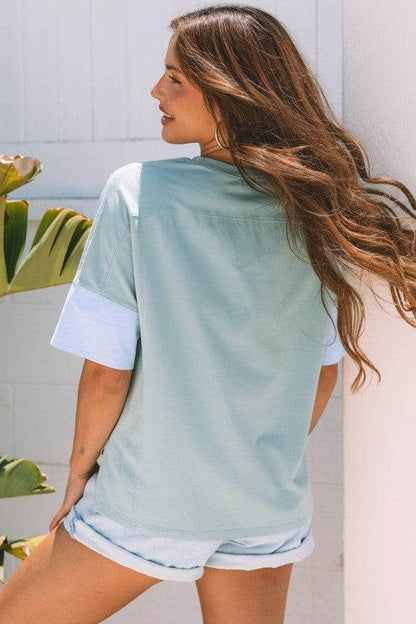 Etta Frayed Denim Star Patched Oversize Top - Shop Style & More | Fresh Looks, Everyday Deals & Free Shipping