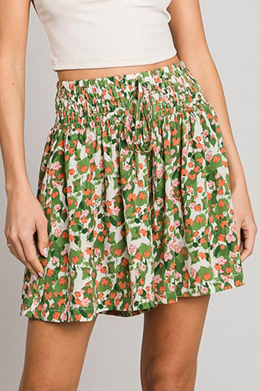 Cotton Bleu by Nu Label Floral Printed Smocked Waist Skorts - Shop Style & More | Fresh Looks, Everyday Deals & Free Shipping