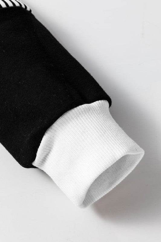 Black Striped Patchwork Collar Sweatshirt - Shop Style & More | Fresh Looks, Everyday Deals & Free Shipping