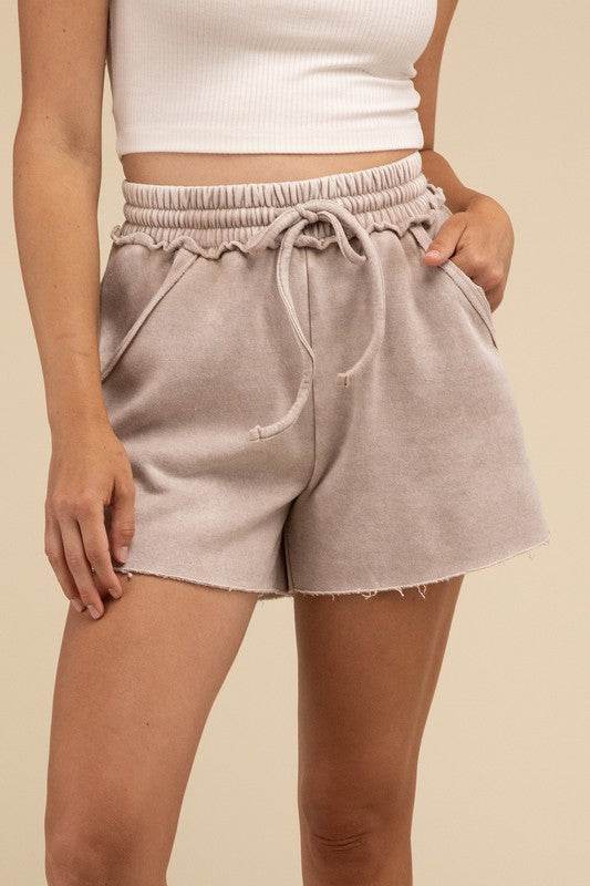 Acid Wash Fleece Drawstring Shorts with Pockets - Shop Style & More | Fresh Looks, Everyday Deals & Free Shipping