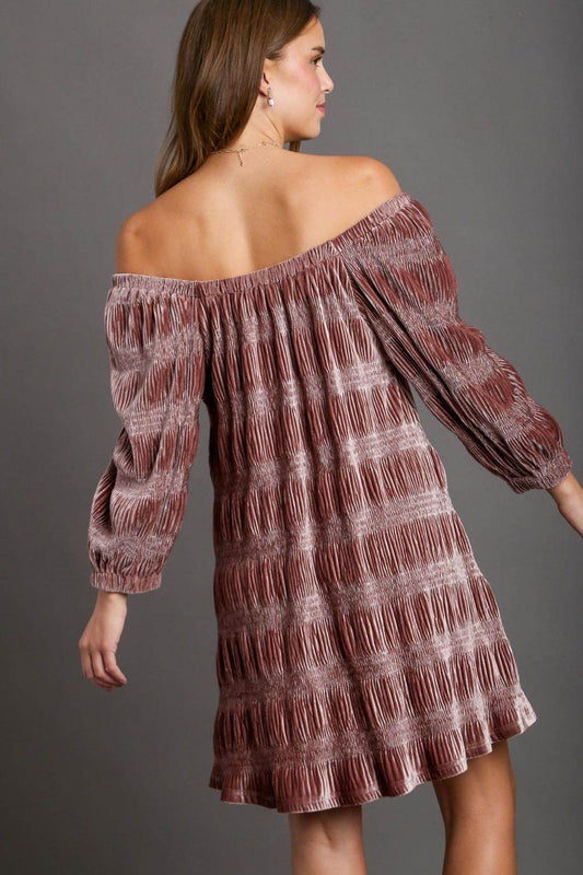 Umgee Off-Shoulder Balloon Sleeve Velvet Mini Dress - Shop Style & More | Fresh Looks, Everyday Deals & Free Shipping