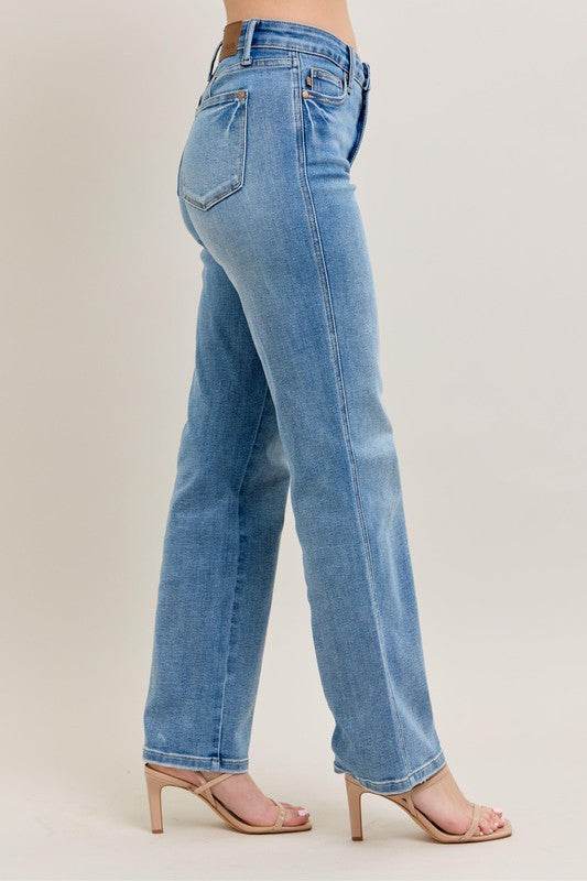 Judy Blue Full Size Tummy Control Vintage Wash Straight Jeans Plus Size - Shop Style & More | Fresh Looks, Everyday Deals & Free Shipping