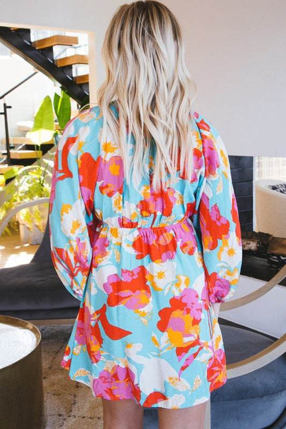 Floral Bracelet Sleeve Empire Waist Mini Dress - Shop Style & More | Fresh Looks, Everyday Deals & Free Shipping