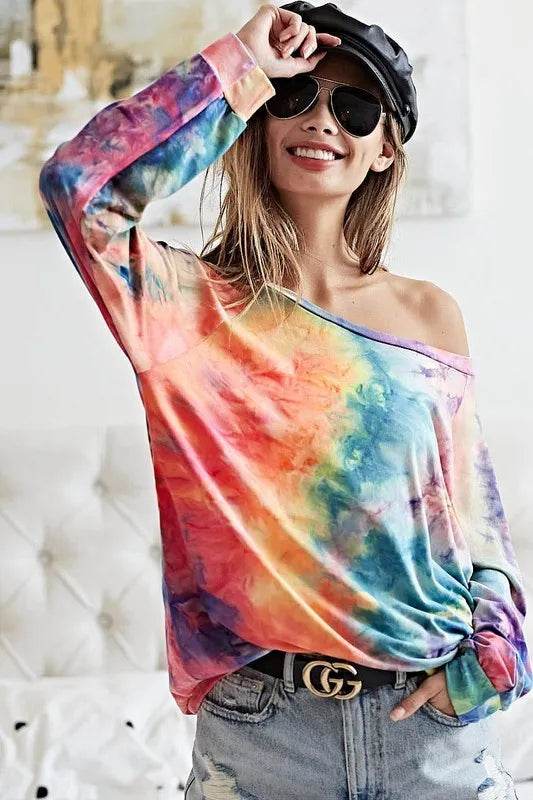BiBi Tie Dye Soft Knit Jersey Top - Shop Style & More | Fresh Looks, Everyday Deals & Free Shipping