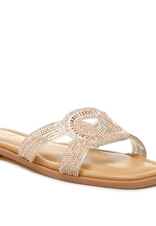 Minople Rhinestones Embellished Flat Sandals - Shop Style & More | Fresh Looks, Everyday Deals & Free Shipping