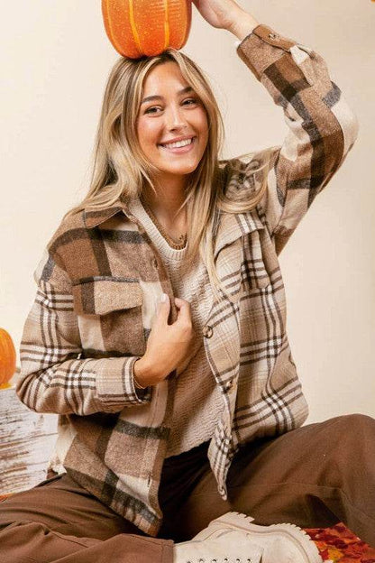 Women Flannel Plaid Double Flap Pocket Jackets - Shop Style & More | Fresh Looks, Everyday Deals & Free Shipping