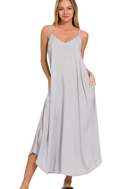 Zenana Woven Arc Hem Cami Dress With Flowy Pockets - Shop Style & More | Fresh Looks, Everyday Deals & Free Shipping