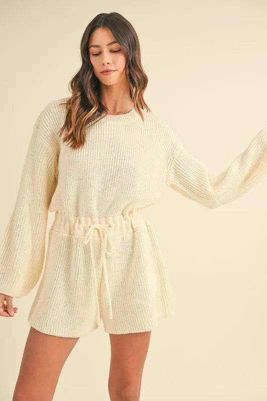 MABLE Round Neck Long Sleeve Sweater Romper - Shop Style & More | Fresh Looks, Everyday Deals & Free Shipping