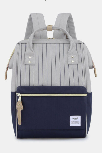 Himawari Waterproof Canvas Backpack Bag with Side Pockets Grey Navy One Size Bags