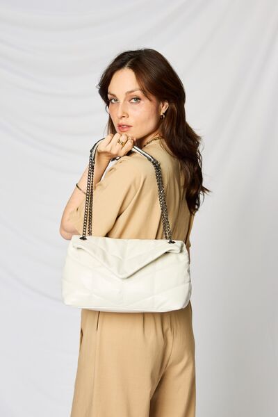 SHOMICO PU Leather Chain Handbag BEIGE One Size Bags