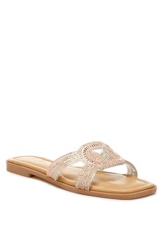 Minople Rhinestones Embellished Flat Sandals - Shop Style & More | Fresh Looks, Everyday Deals & Free Shipping