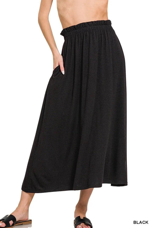 Zenana Paperbag Waist Midi Skirt With Pockets - Shop Style & More | Fresh Looks, Everyday Deals & Free Shipping