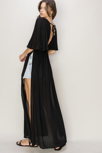 Tie Back Maxi Split Cover Up Dress Cover-Ups