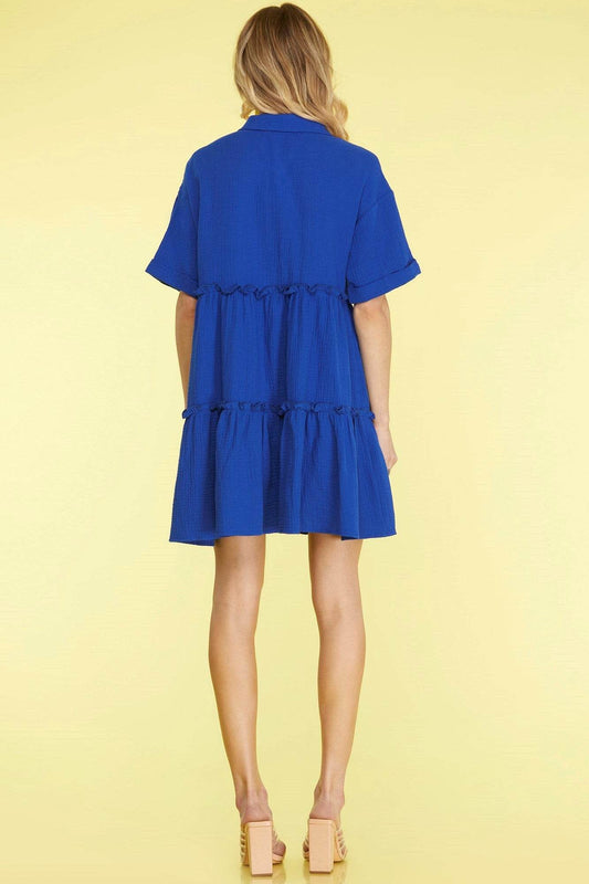 She + Sky Full Size Button Front Frill Tiered Mini Dress Plus Size - Shop Style & More | Fresh Looks, Everyday Deals & Free Shipping