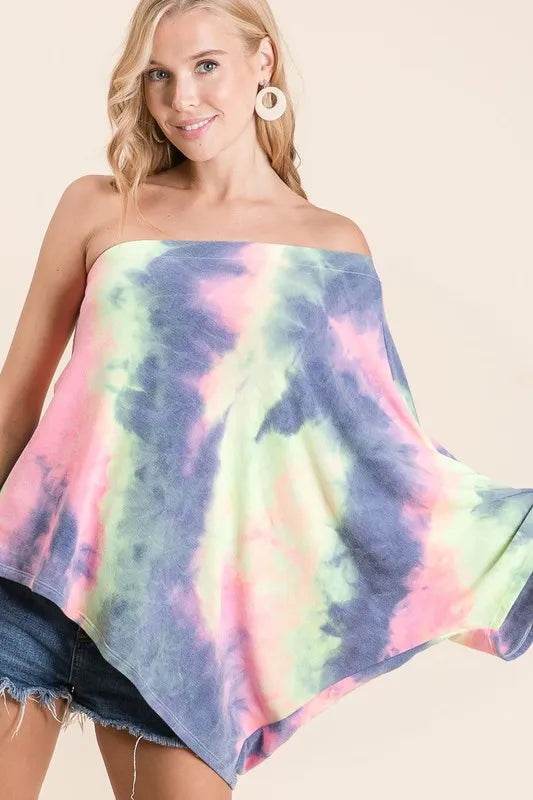 BiBi Tie Dye French Terry One Shoulder Top with Dolman - Shop Style & More | Fresh Looks, Everyday Deals & Free Shipping