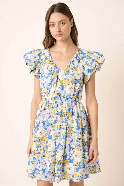 Mittoshop Floral V-Neck Cap Sleeve Mini Dress - Shop Style & More | Fresh Looks, Everyday Deals & Free Shipping