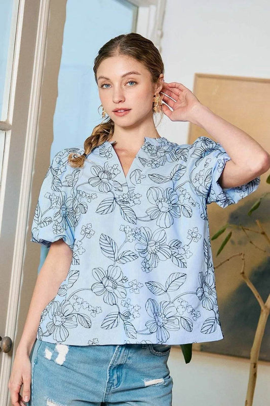 Umgee Floral Print Puff Sleeve Casual Blouse - Shop Style & More | Fresh Looks, Everyday Deals & Free Shipping