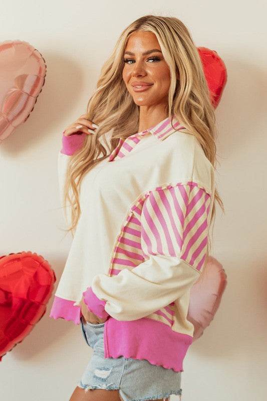 Juliana Patchwork Terry Knit Top - Shop Style & More | Fresh Looks, Everyday Deals & Free Shipping