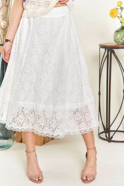 ADORA Elastic Waist Lace Midi Skirt - Shop Style & More | Fresh Looks, Everyday Deals & Free Shipping