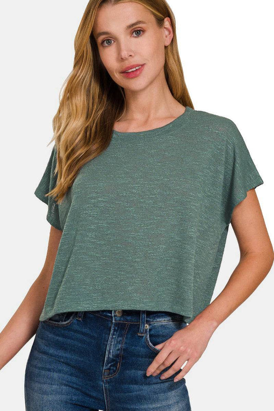 Zenana Round Neck Short Sleeve Crop T-Shirt - Shop Style & More | Fresh Looks, Everyday Deals & Free Shipping